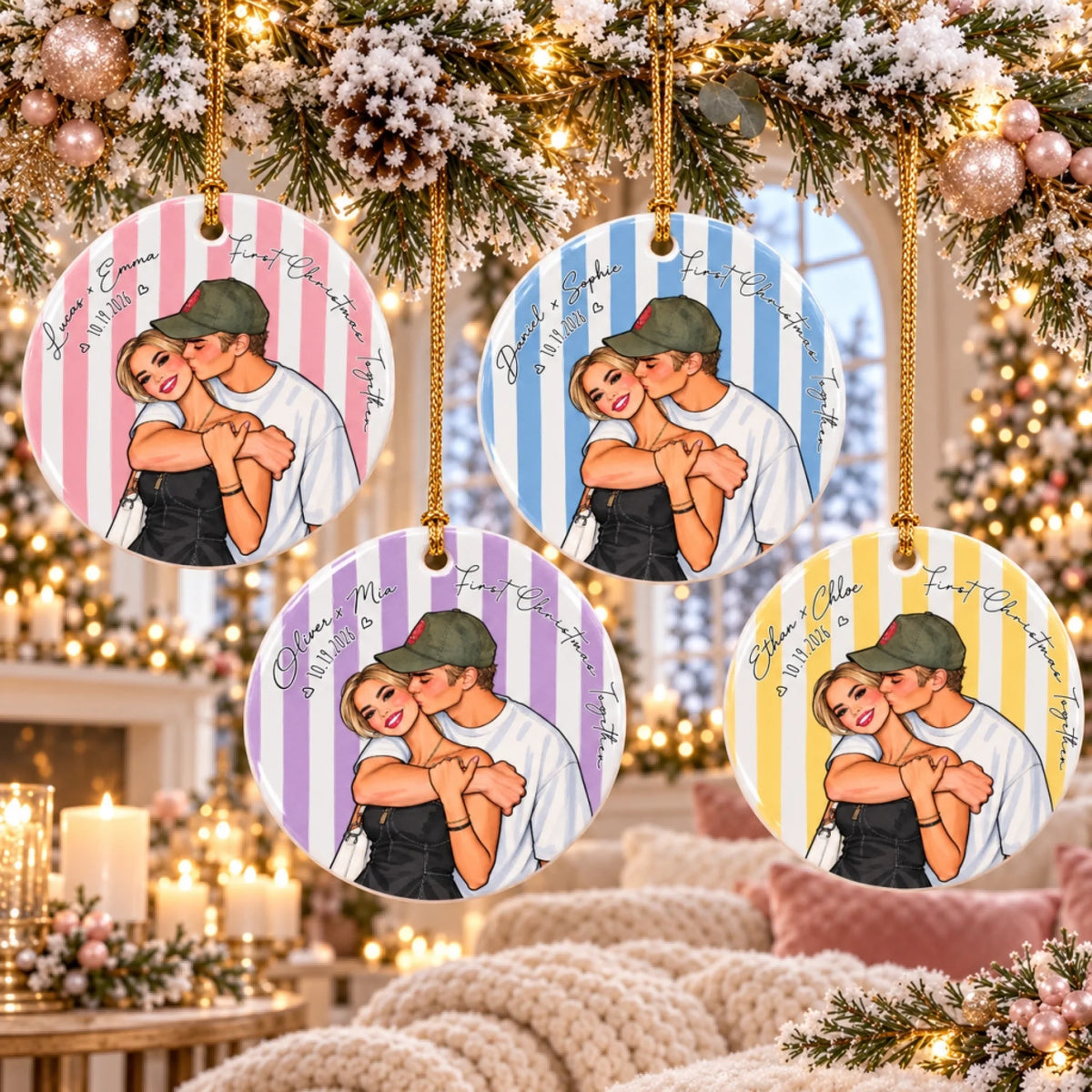 Bộ bốn đĩa gốm Noel đôi lứa-5