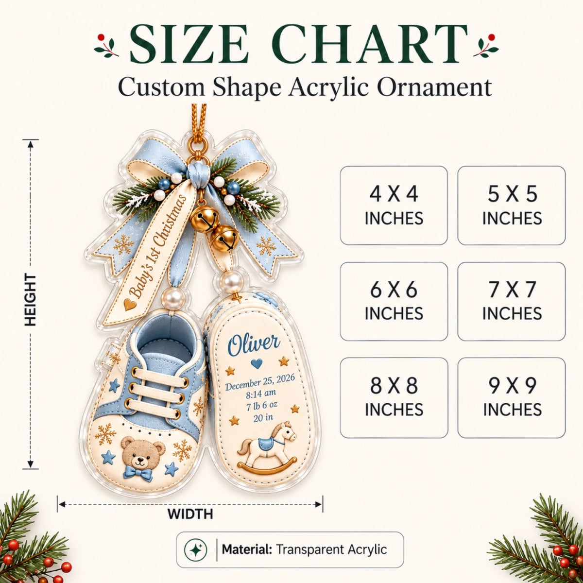 Bảng kích thước đồ trang trí Noel cho bé