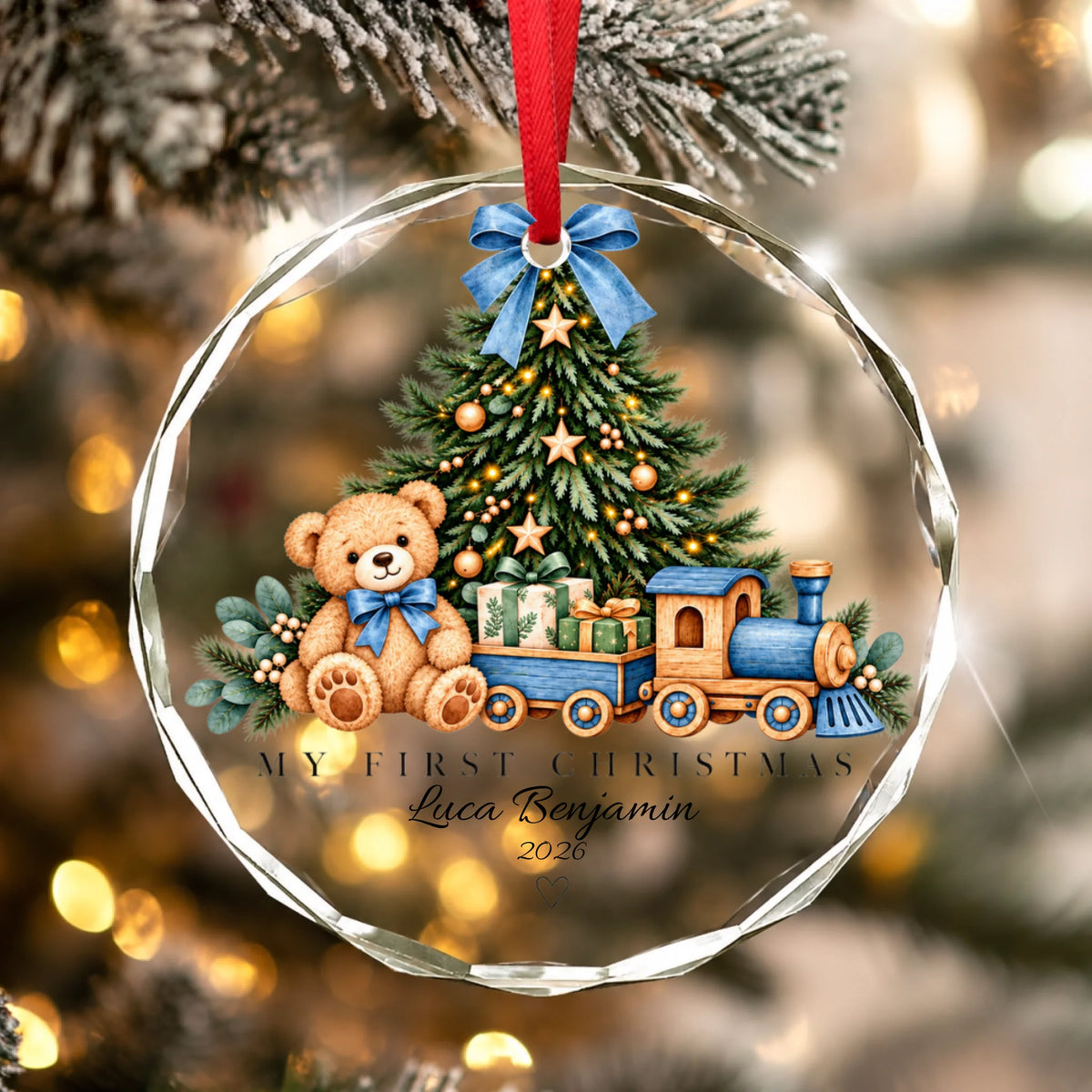 Personalized Baby's First Christmas Glass Ornament 2026, Custom Name T ...