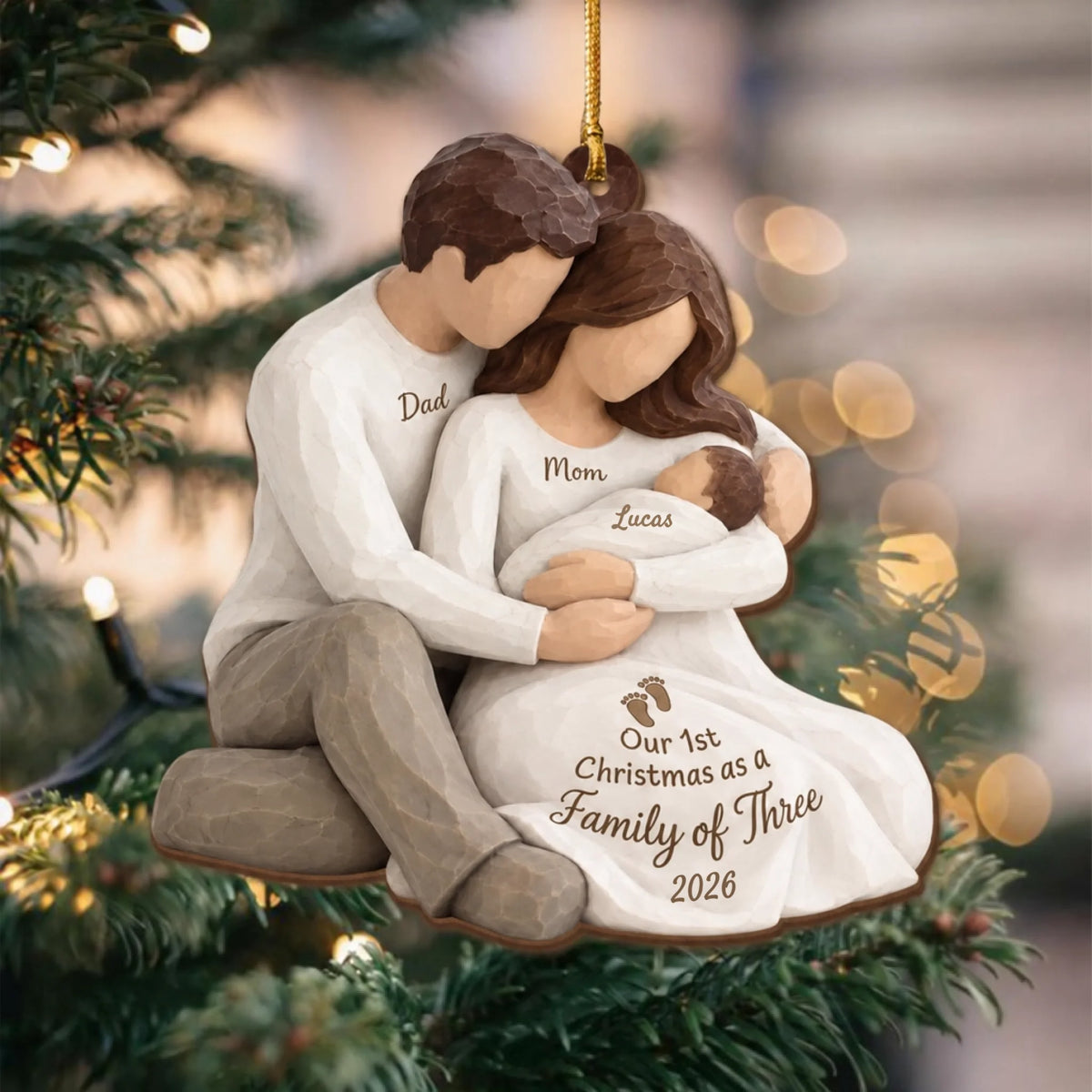 Personalized First Christmas as a Family of Three Ornament 2026, Custo ...