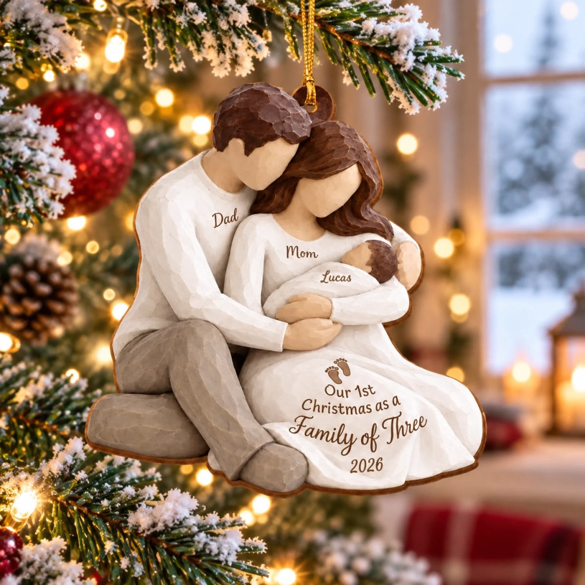 Personalized First Christmas as a Family of Three Ornament 2026, Custo ...