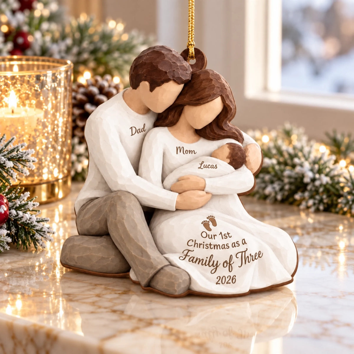 Personalized First Christmas as a Family of Three Ornament 2026, Custo ...