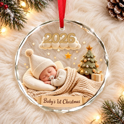 Baby's First Christmas Ornament on Ivory Fur-2