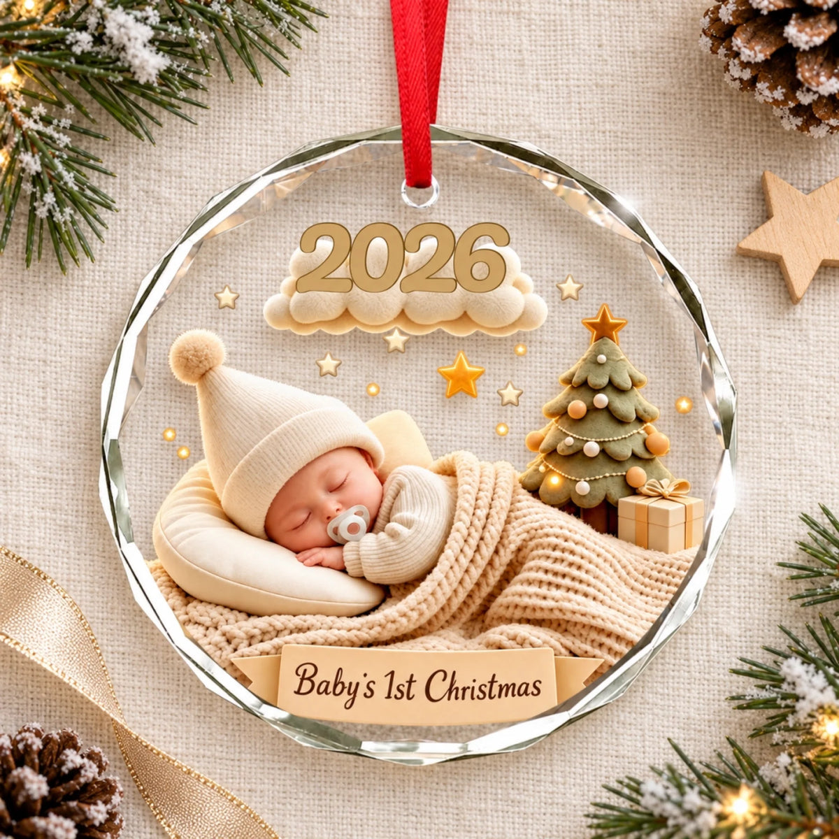 Baby's first Christmas glass ornament-3