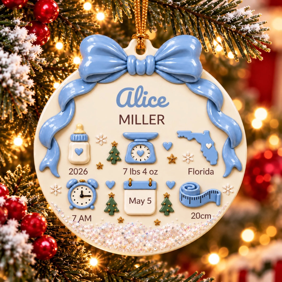Quả cầu Giáng sinh chào đón bé Alice