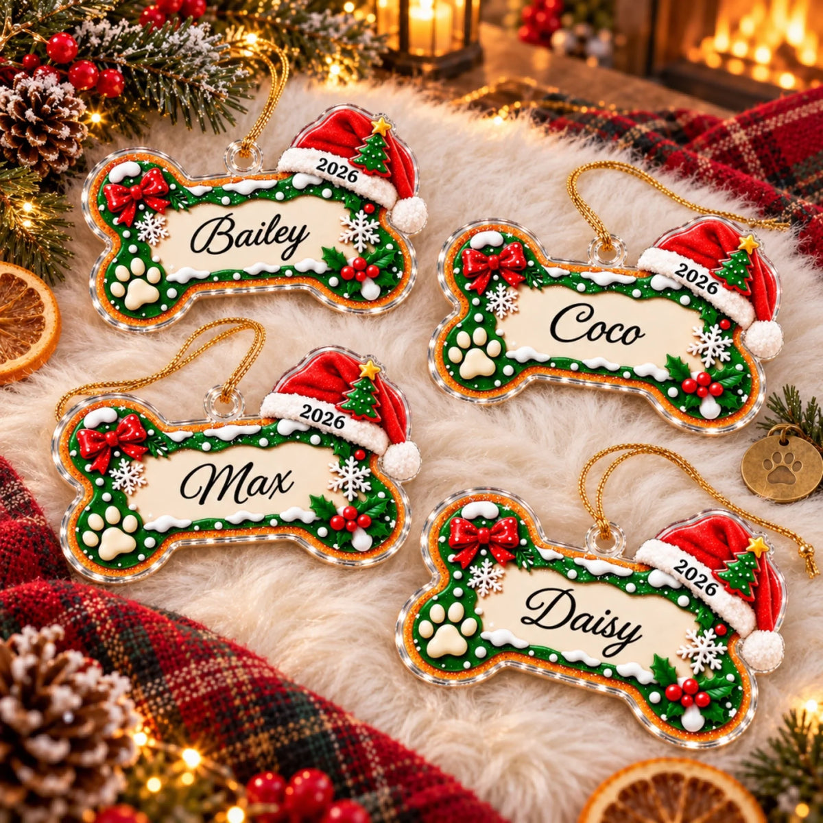 Bốn xương Noel gốm khắc tên-5