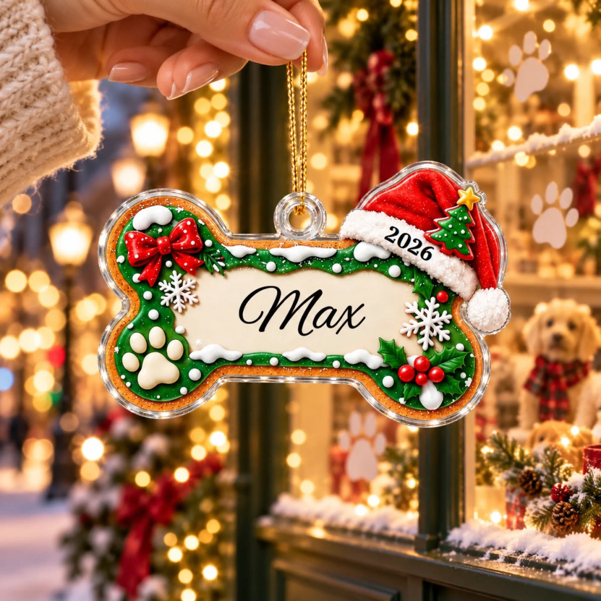 Móc treo xương chó Noel tên Max-3