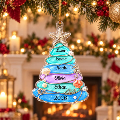 Personalized Ocean Christmas Tree Ornament-2