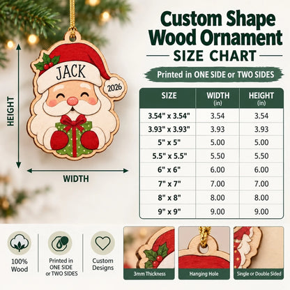 size chart wood custom shape
