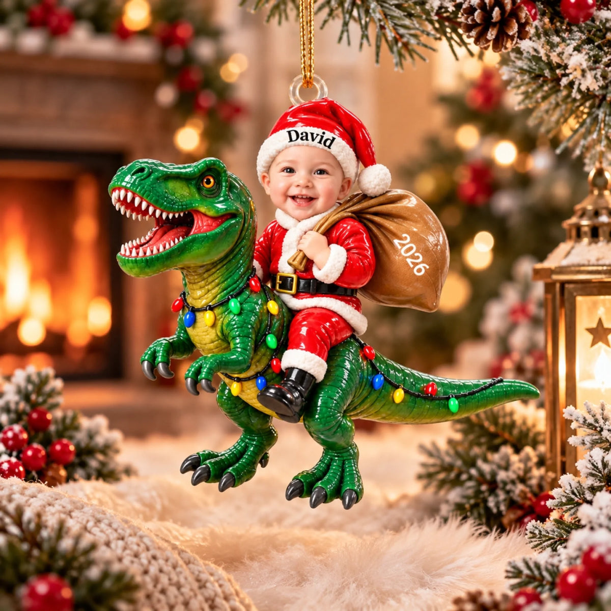 Ông già Noel nhí cưỡi khủng long xanh-3